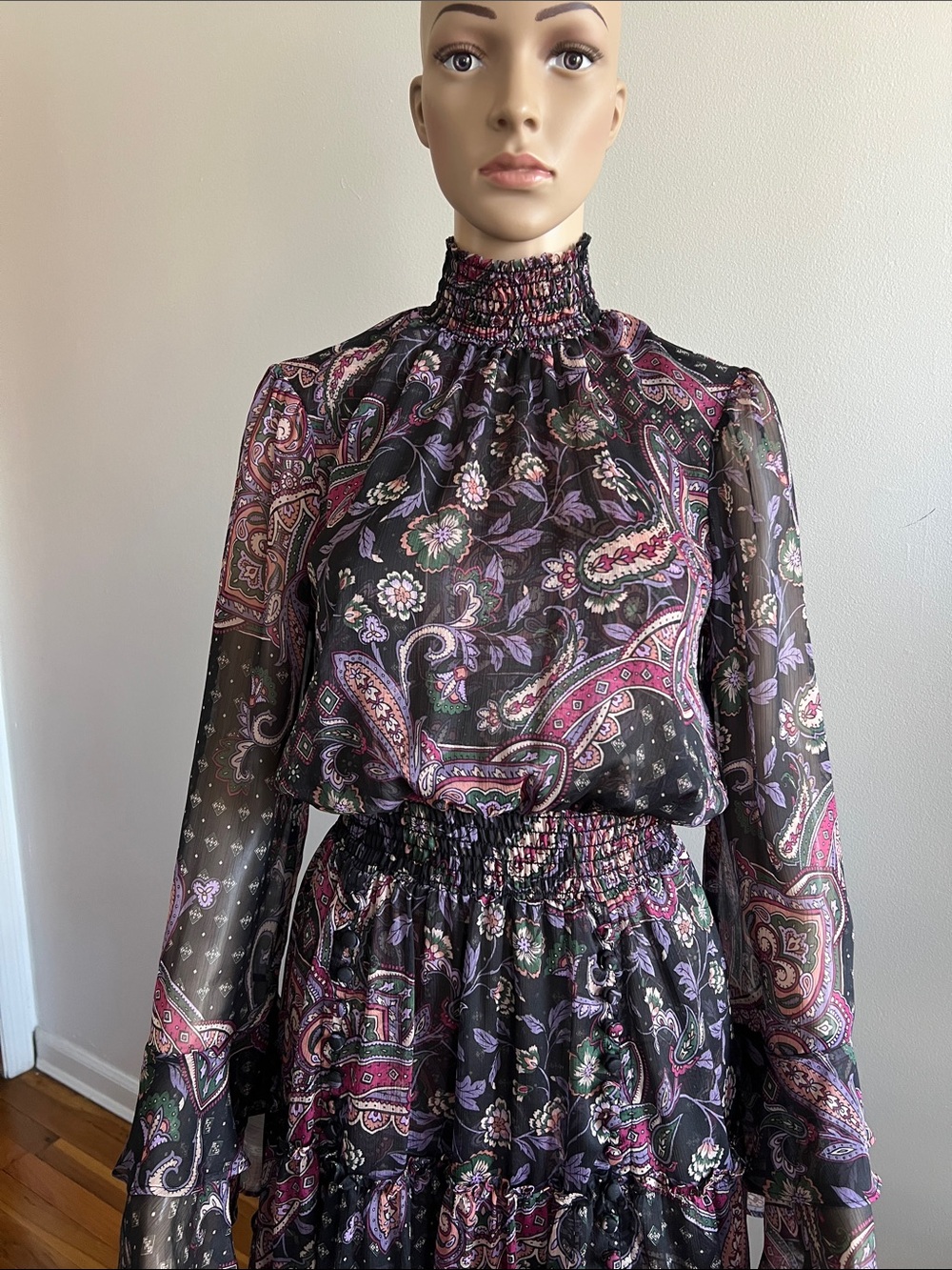 MISA LOS ANGELES BETHANY Maxi Dress Color: Gypset Long Sleeve Size XS - Picture 10 of 17